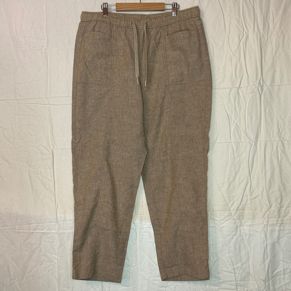 Orvis Linen Sorona Pull On Stretch Pants Tan L Coastal Grandma Minimal Lagenlook